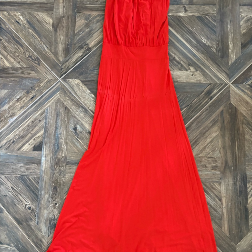 Elegant Orange Strapless Jersey Maxi Dress Medium M Clemson